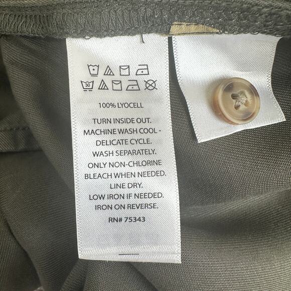 Nicole Miller Shirt Dress Womens M Olive Green Button Down Sleeveless Minimalist - Picture 5 of 5